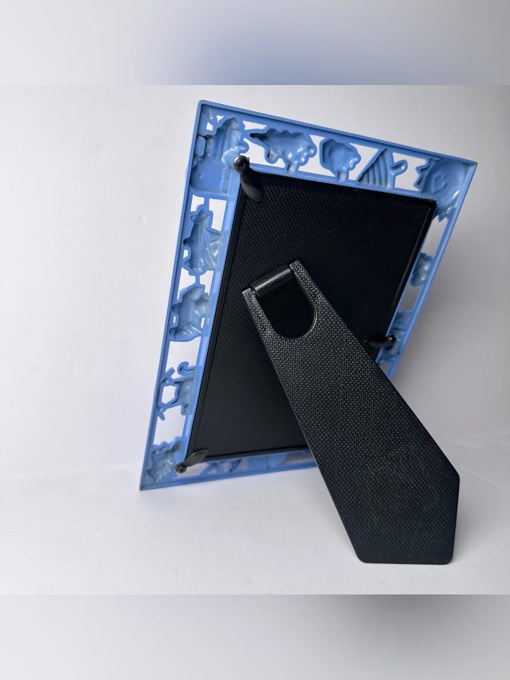 Vintage RARE Baby Photo Frame 4x6 3D Embossed Toys Nursery Room Keepsake Blue